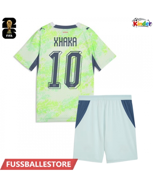 Günstige Schweiz Granit Xhaka #10 Auswärts Trikotsatzt Kinder WM 2026 Kurzarm (+ Kurze Hosen)